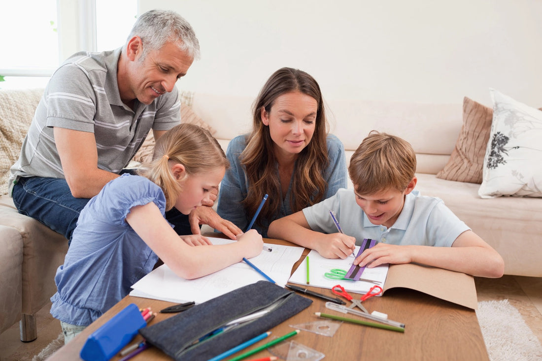 A family writing math journals together
