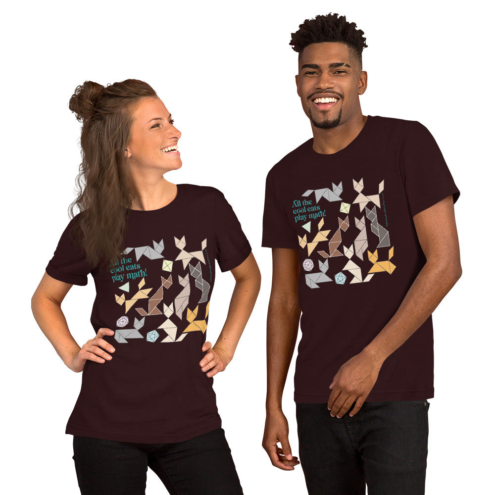 Cool Cats Play Math t-shirt oxblood