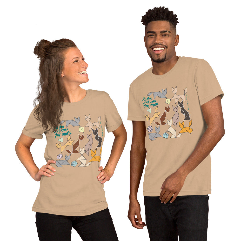 Cool Cats Play Math t-shirt tan