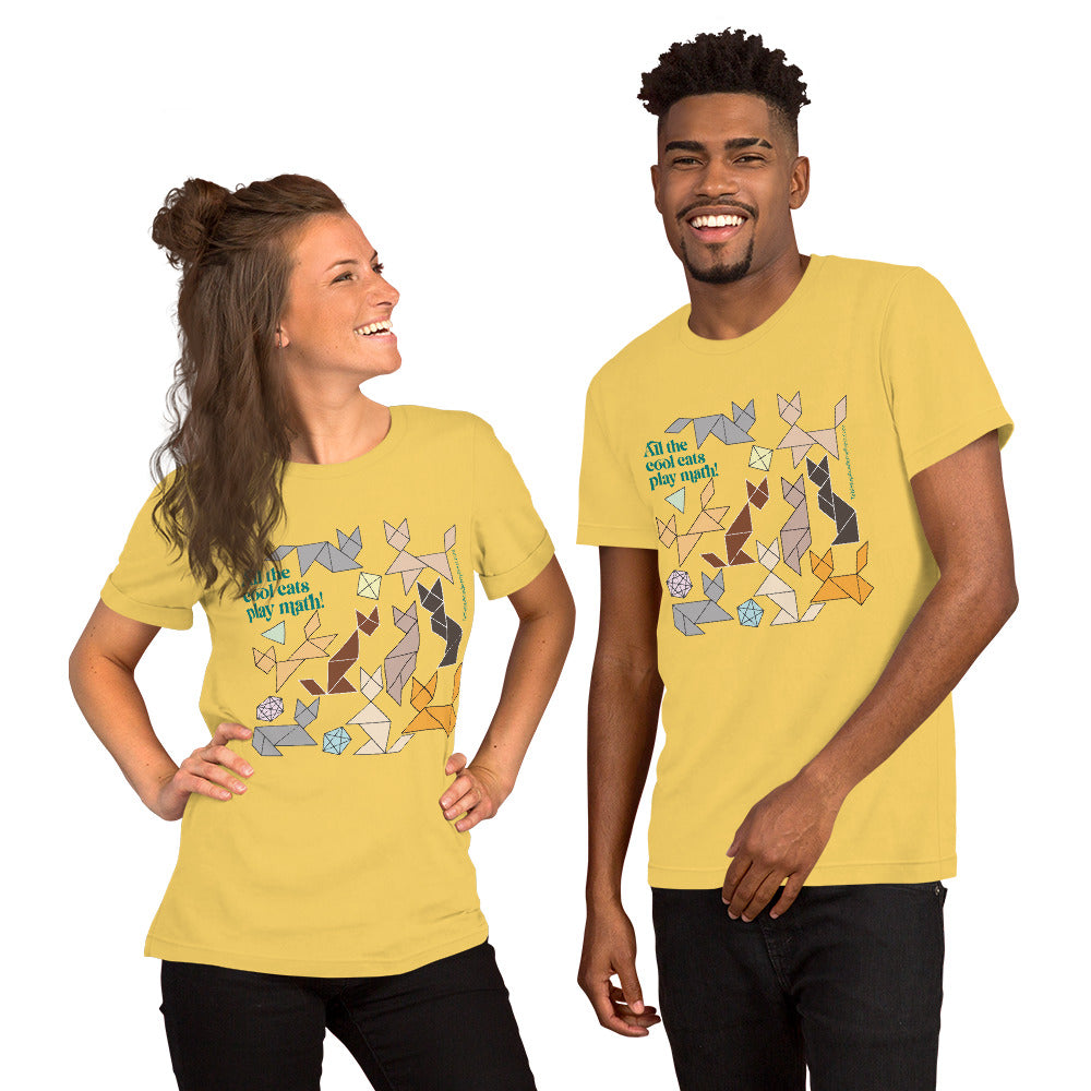 Cool Cats Play Math t-shirt yellow