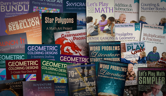big pile of math books and activity guides