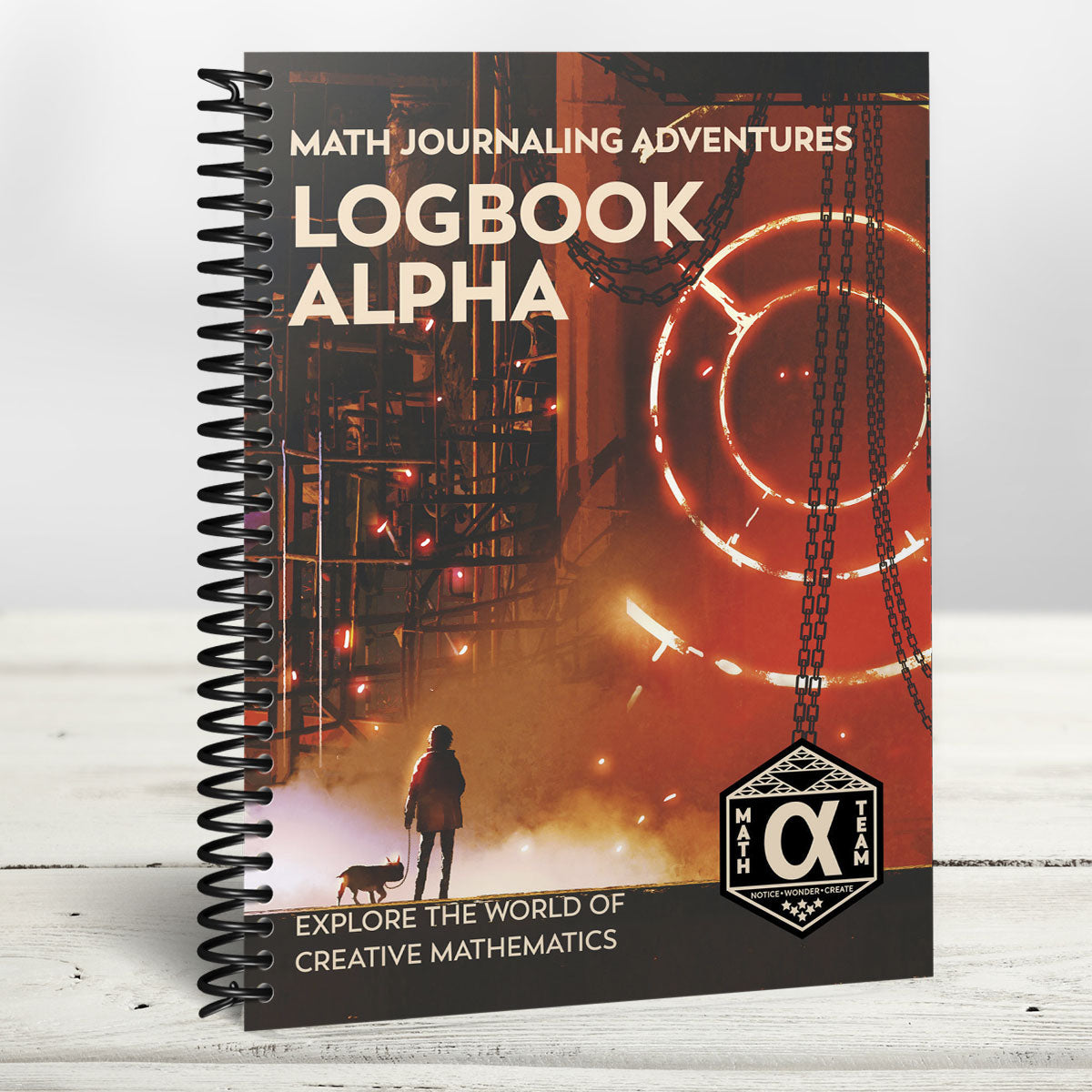 Logbook Alpha spiral-bound math journal by Denise Gaskins
