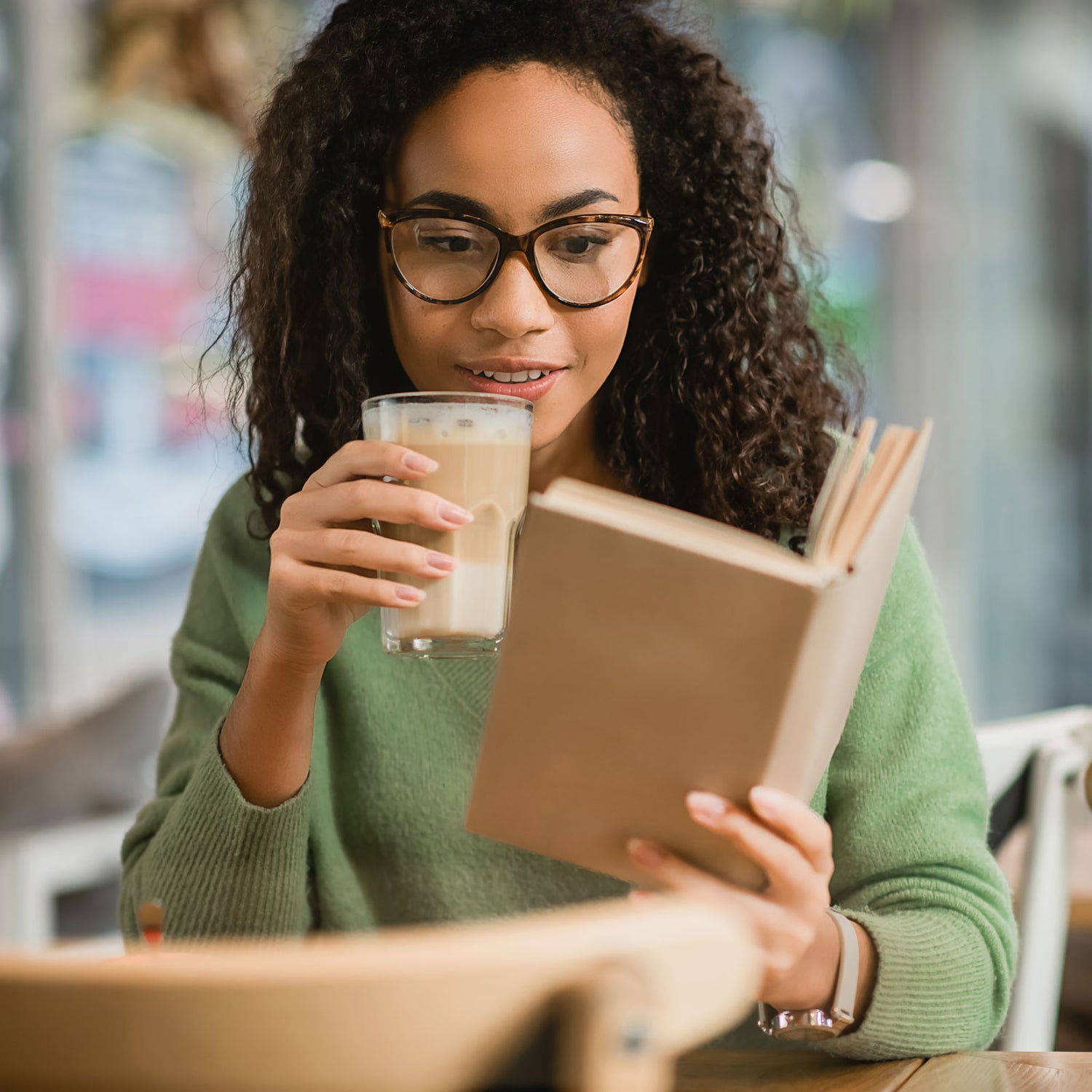 Woman reading playful math book