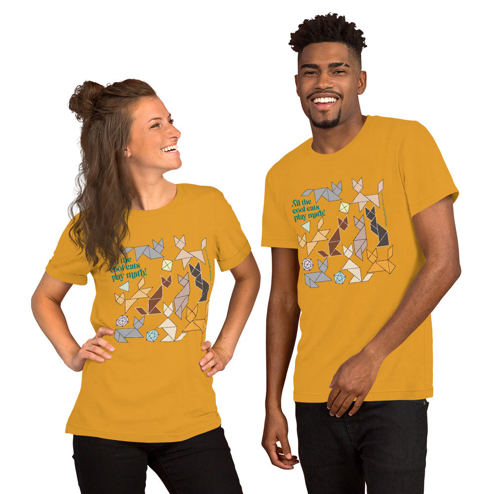Cool Cats Play Math t-shirt mustard